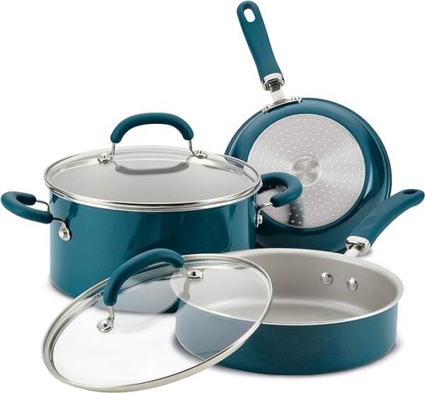 Rachael Ray Enameled Cookware Set (Teal Shimmer) - 13pc - Image 7