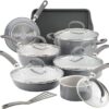 Rachael Ray Enameled Cookware Set (Grey Shimmer) - 13pc