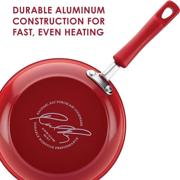 Rachael Ray Brights Nonstick Cookware Set / Pots and Pans Set - 10 Piece, Red - Image 3