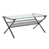 Walker Edison 42" Modern Metal & Glass Coffee Table With Magazine Holder - Black - Image 4