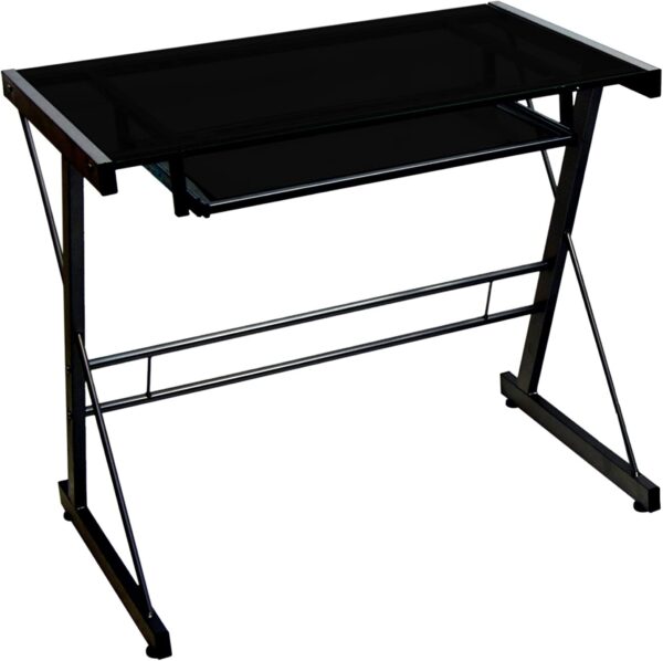 Walker Edison Metal Solo Computer Glass Desk - Black - Image 4