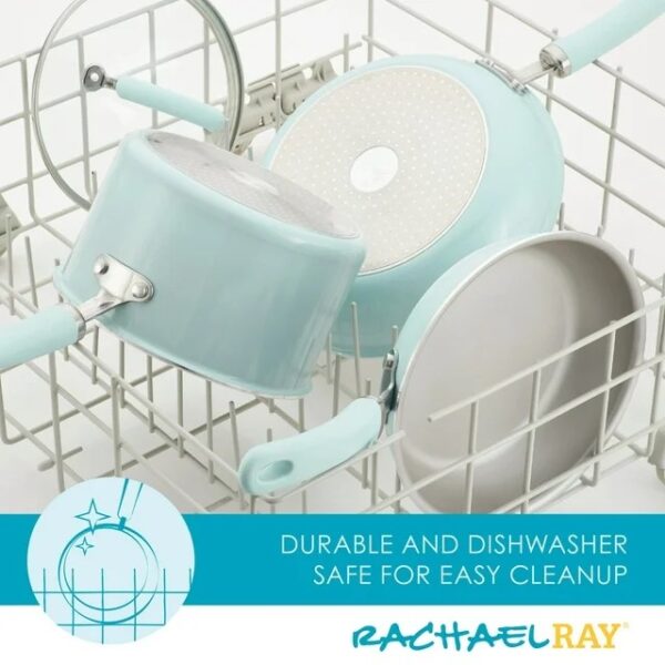 Rachael Ray Enameled Cookware Set - Light Blue Shimmer - 13-piece - Image 7