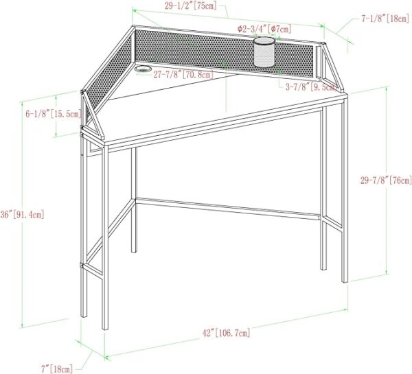 Walker Edison Industrial Corner Laptop Computer Writing Desk 42inch-Dark Walnut - Image 5
