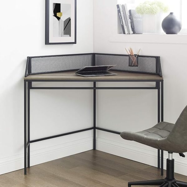 Walker Edison Industrial Corner Laptop Computer Writing Desk 42inch-Grey Wash