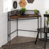Walker Edison Industrial Corner Laptop Computer Writing Desk 42inch-Dark Walnut
