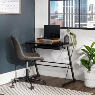 Walker Edison Metal Solo Computer Glass Desk - Black