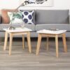 Walker Edison Retro Modern End Table, Set Of 2 - White/Natural