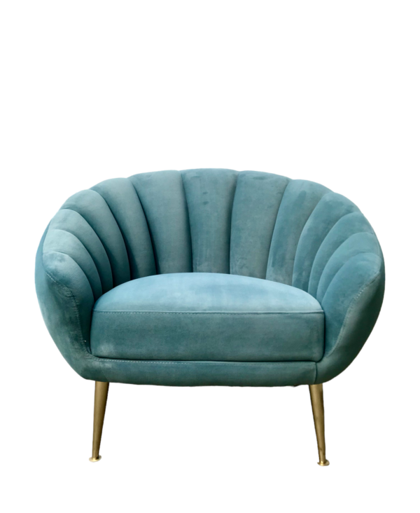 Primrose Accent Velvet Armchair - Blush Blue