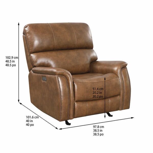 Barcalounger Presley Leather Power Rocker Recliner with Power Headrest - Image 3
