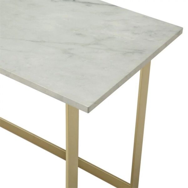 Walker Edison Modern Faux Marble Computer Desk - White Marble & Gold - 42 Inch - Image 6