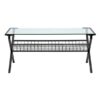 Walker Edison 42" Modern Metal & Glass Coffee Table With Magazine Holder - Black - Image 2