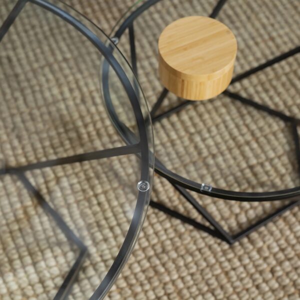 Walker Edison Geometric Glass Nesting Coffee Tables - Black - Image 5