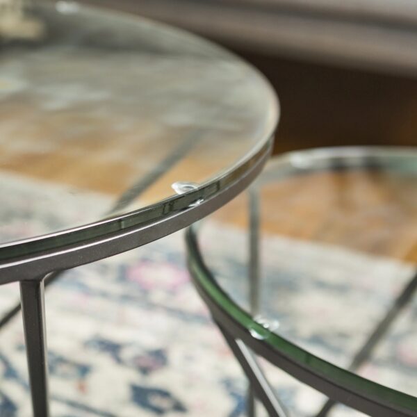 Walker Edison Geometric Glass Nesting Coffee Tables - Black - Image 7