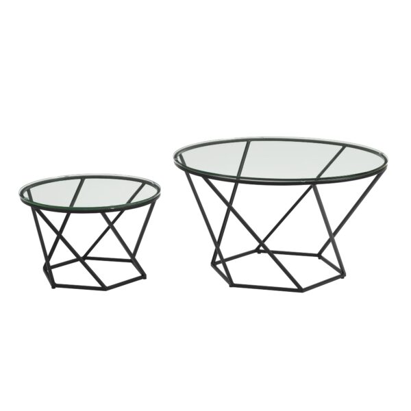 Walker Edison Geometric Glass Nesting Coffee Tables - Black - Image 9