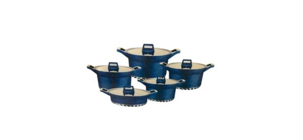 Linsan 10 Piece Die Cast Cookware Set - Blue