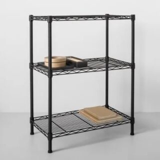 3 Tier Wide Wire Shelf- Made By Design -93cm x 90.4cm x 45.7cm- Black