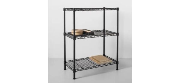 3 Tier Wide Wire Shelf- Made By Design -93cm x 90.4cm x 45.7cm- Black