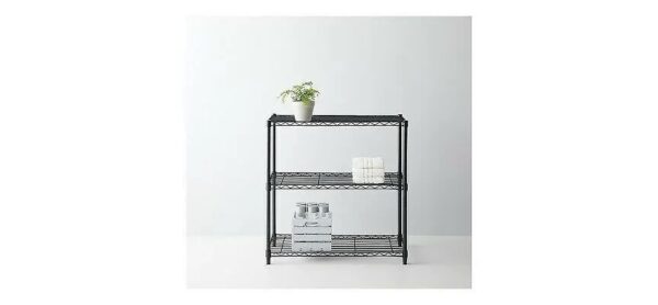 3 Tier Wide Wire Shelf- Made By Design -93cm x 90.4cm x 45.7cm- Black - Image 2