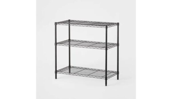 3 Tier Wide Wire Shelf- Made By Design -93cm x 90.4cm x 45.7cm- Black - Image 4