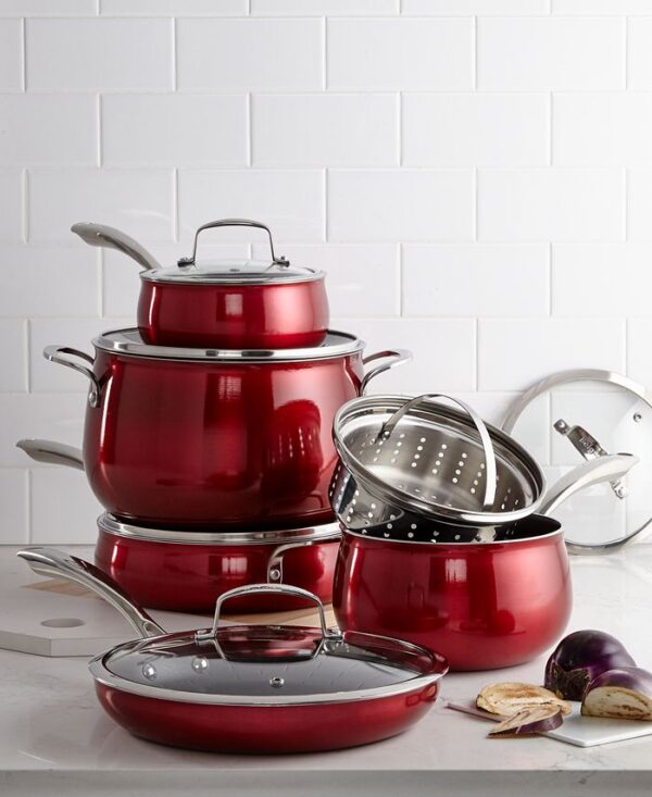 Belgique Aluminum 11-Pc. Cookware Set Red Created for Macy's - Image 2