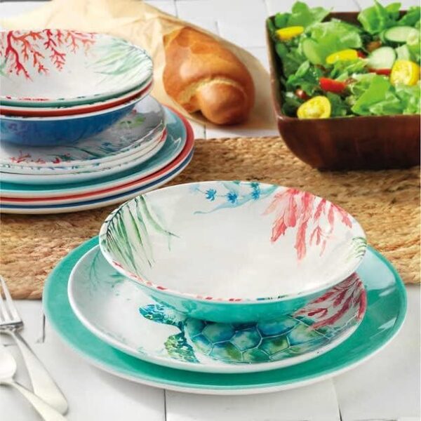 Sea Life Melamine Dinnerware Set - 12 Pieces - Image 4