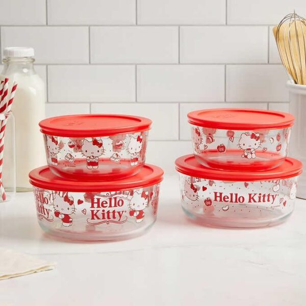 `Pyrex 8-Piece Decorated Hello Kitty Glass Food Storage Set - Image 4