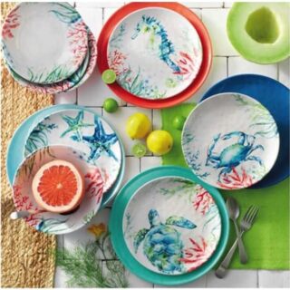 Sea Life Melamine Dinnerware Set - 12 Pieces