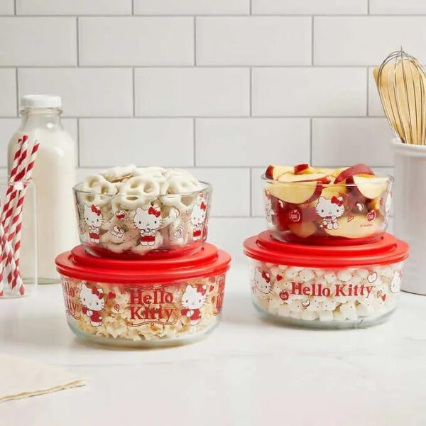 `Pyrex 8-Piece Decorated Hello Kitty Glass Food Storage Set - Image 5