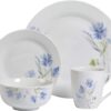 Tabletops Gallery Wildflower - 16 Piece Round Rim Dinnerware Set -Service Of 4