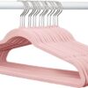 Member's Mark Elite Velvet Hangers With Chrome Hooks -50 Pcs - Pink
