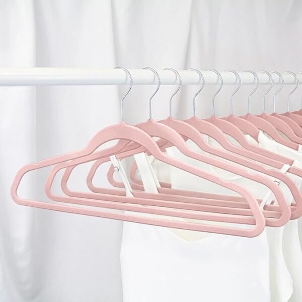Member's Mark Elite Velvet Hangers With Chrome Hooks -50 Pcs - Pink - Image 2