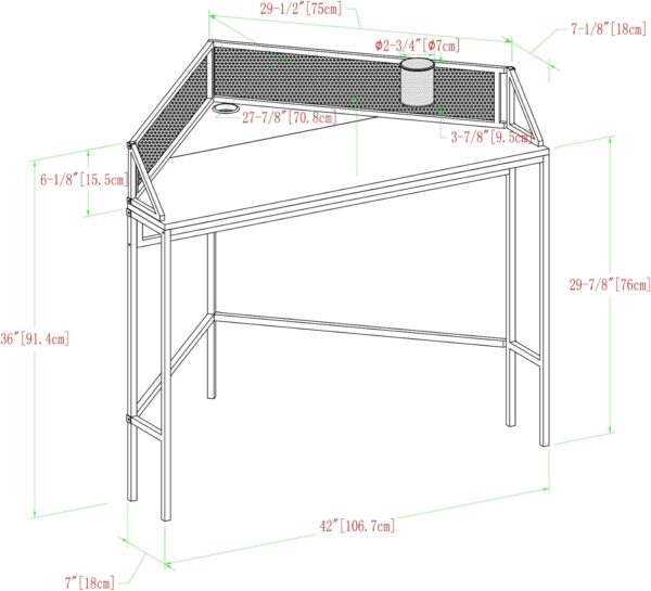 Walker Edison Industrial Corner Laptop Computer Writing Desk 42inch-Grey Wash - Image 6