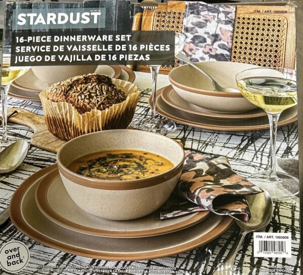Overandback Stardust Dinnerware Set - 16-pieces Beige - Image 5