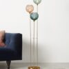 Triple Multicolour And Brass Floor Lamp