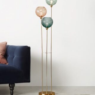 Triple Multicolour And Brass Floor Lamp