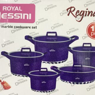 Dessini Regina Marble Non Stick Cookware Set - Purple - 10pcs