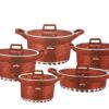 Dessini Regina Marble Non Stick Cookware Set - Red - 10pcs - Image 3