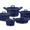 Dessini Regina Marble Non Stick Cookware Set - Blue - 10pcs - Image 3