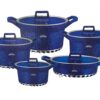 Dessini Regina Marble Non Stick Cookware Set - Blue - 10pcs