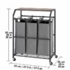 Trinity 3-bag Laundry Cart With Flip-up Top - Image 2