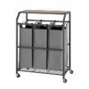 Trinity 3-bag Laundry Cart With Flip-up Top - Image 3