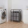 Trinity 3-bag Laundry Cart With Flip-up Top