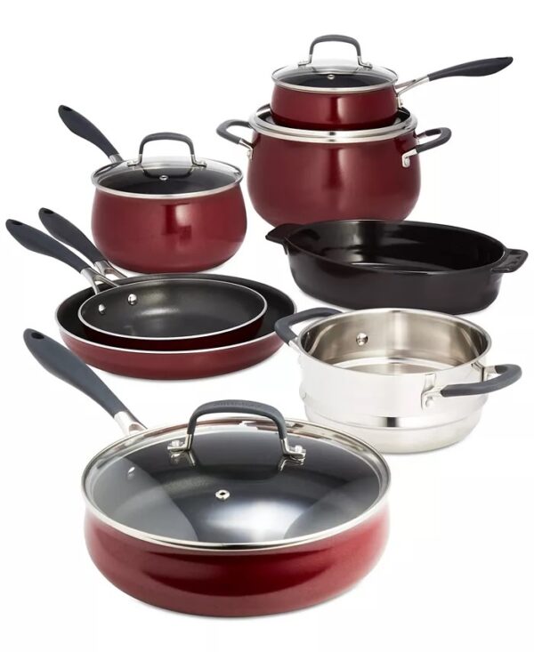 Belgique Nonstick Aluminum Red 12-Pc. Cookware Set, Created for Macy's - Image 3