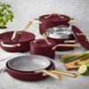 Member's Mark 11-piece Modern Ceramic Cookware Set -Burugundy