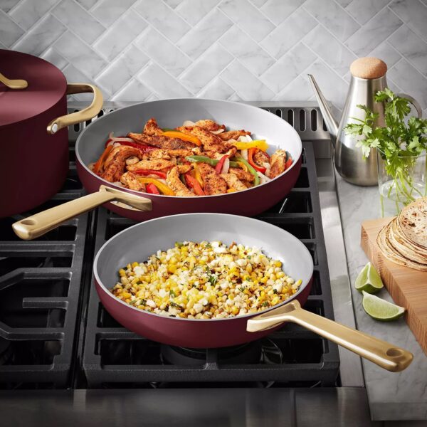 Member's Mark 11-piece Modern Ceramic Cookware Set -Burugundy - Image 4