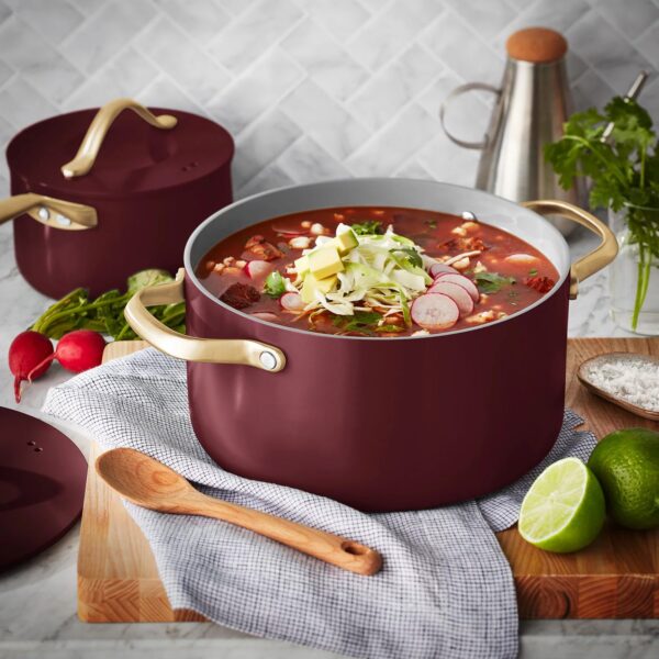 Member's Mark 11-piece Modern Ceramic Cookware Set -Burugundy - Image 8