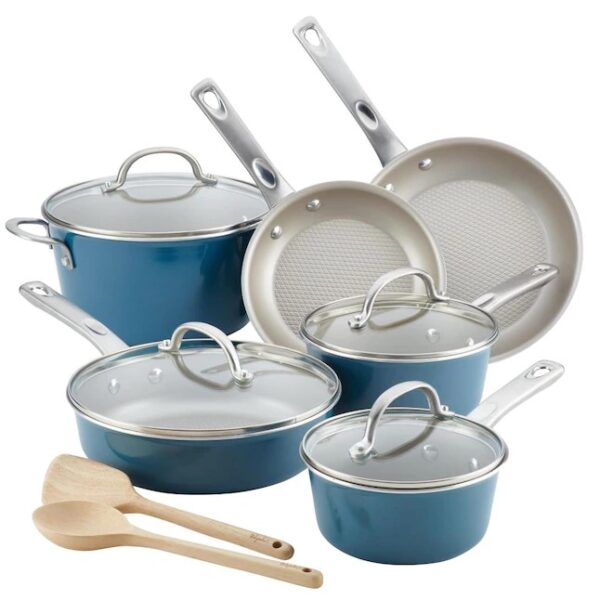 Ayesha Curry Home Collection - 12 Piece Aluminium Nonstick Cookware Set - Twilight Teal - Image 5