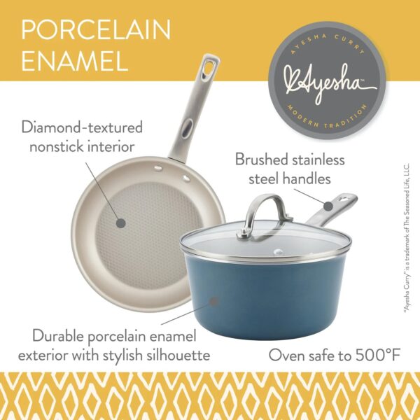 Ayesha Curry Home Collection - 12 Piece Aluminium Nonstick Cookware Set - Twilight Teal - Image 9