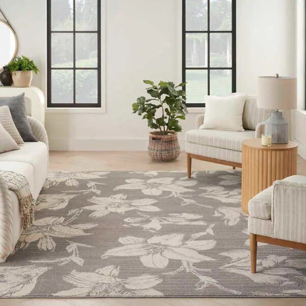 Nourison Home Reclaimed Rug - Bloom Gray Ivory - 9ft X 12ft