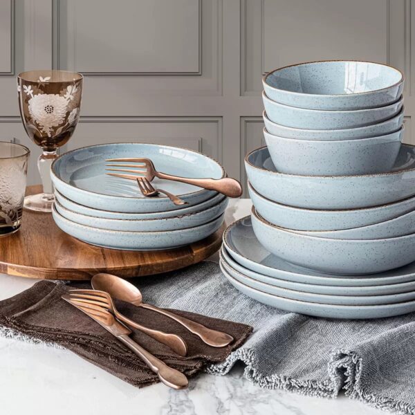 Overandback Options - 16-Piece Stoneware Dinnerware Set - Blue